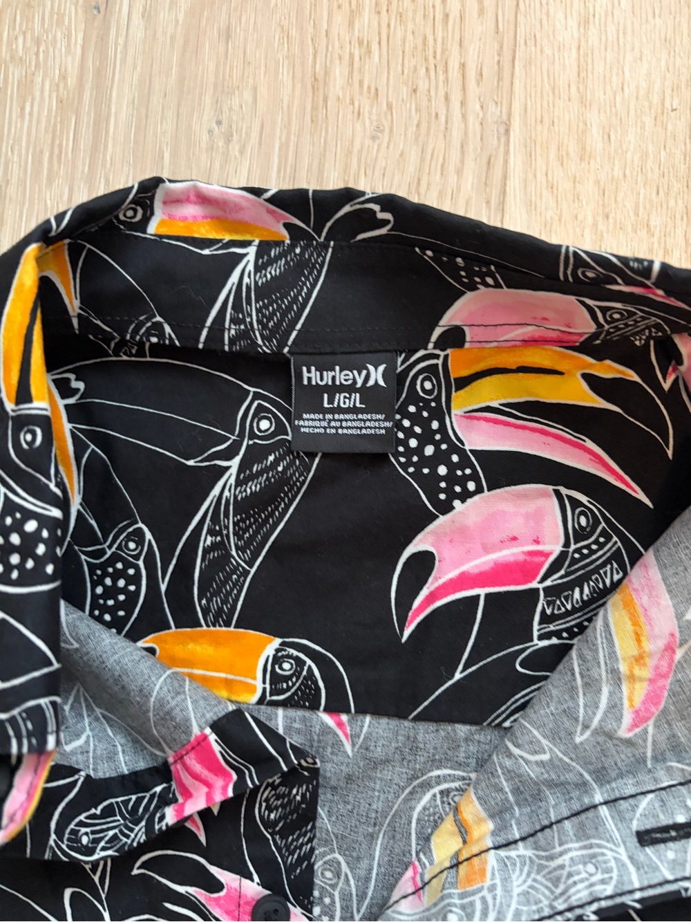 Hurley Black Toucan Print Short-Sleeve Shirt